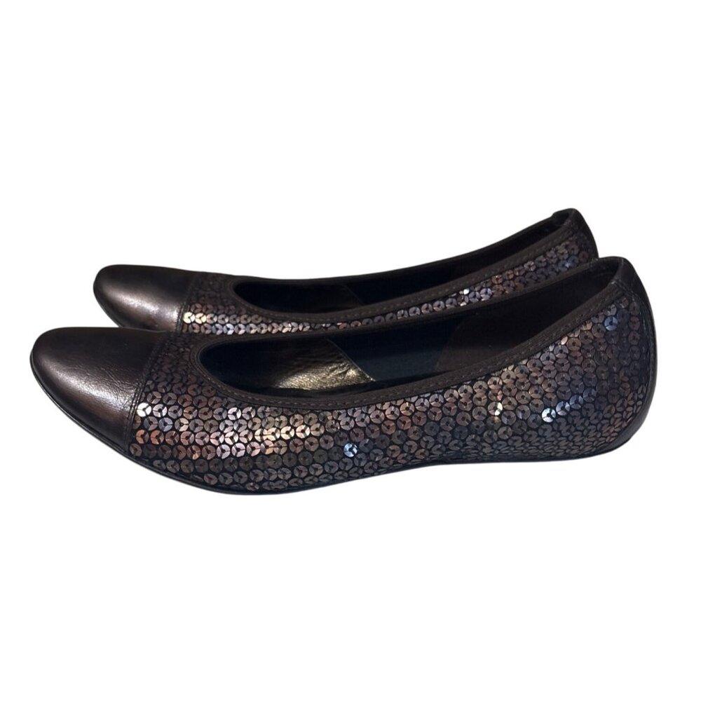 Donald‎ J Pliner Womens 6.5M Leather Sequin Ballet Flats
